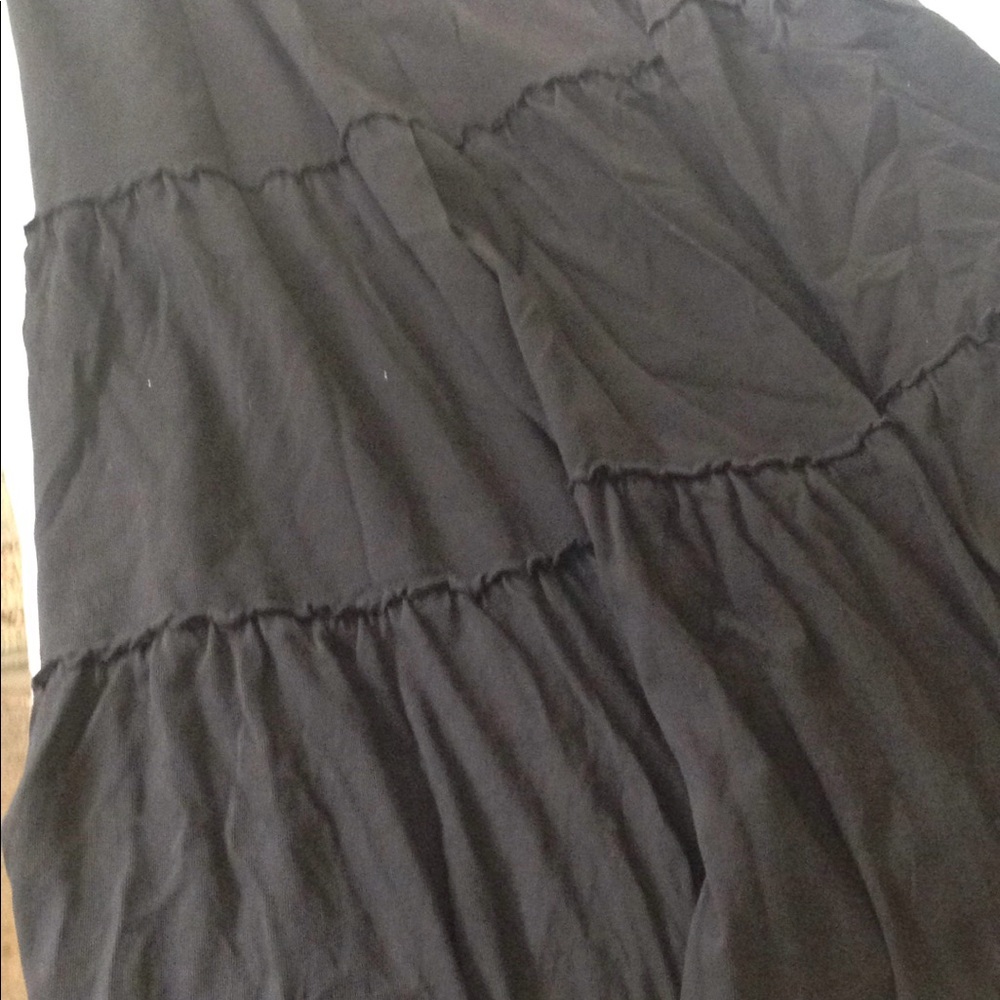 J Jill tiered black cotton maxi skirt 37"
